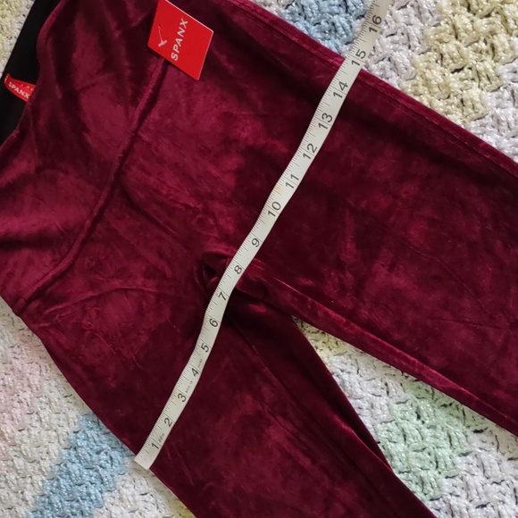 NWT Spanx Large Rich Burgundy Velvet Leggings - Picture 8 of 16